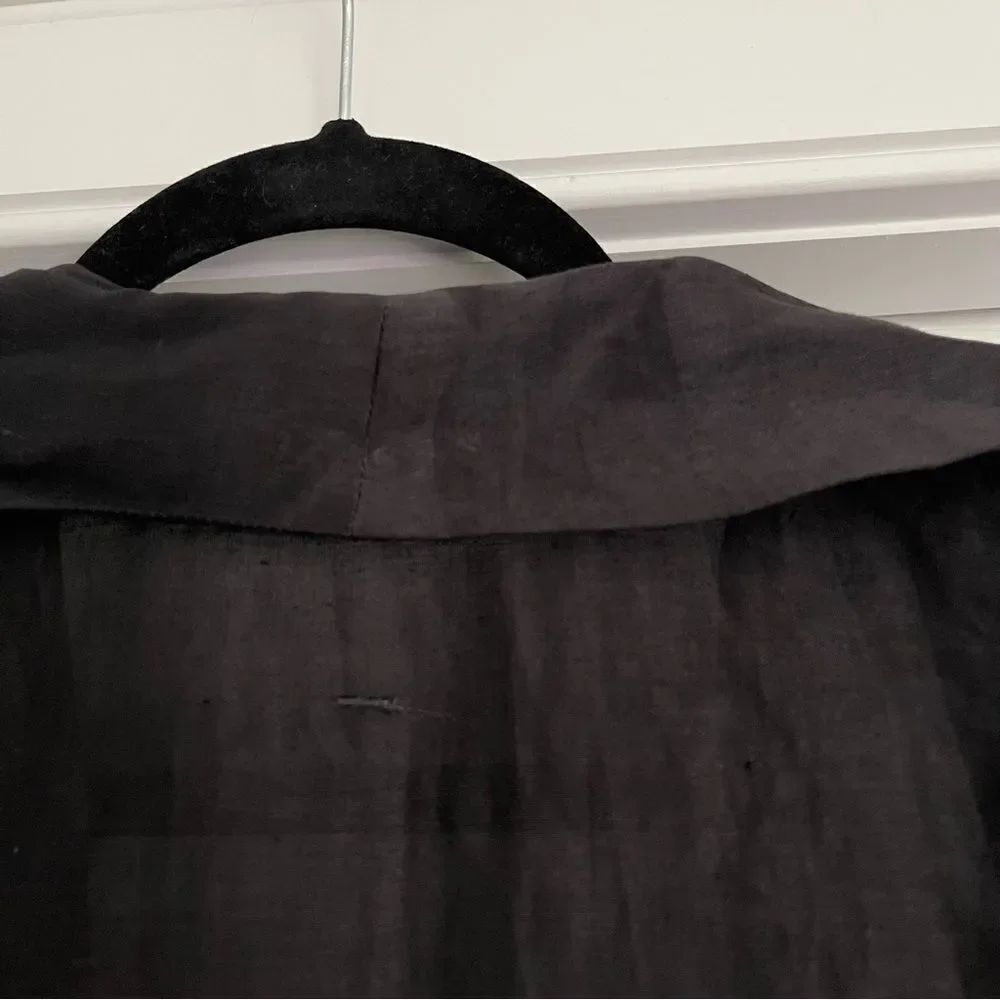 Lightweight Black Button Up Ruffled Blouse - Picture 7 of 7